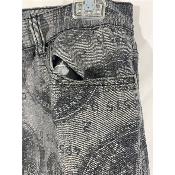 Jeanetix Blue Jean Shorts Sz 38 Money Logo All Over Print - Picture 7 of 10